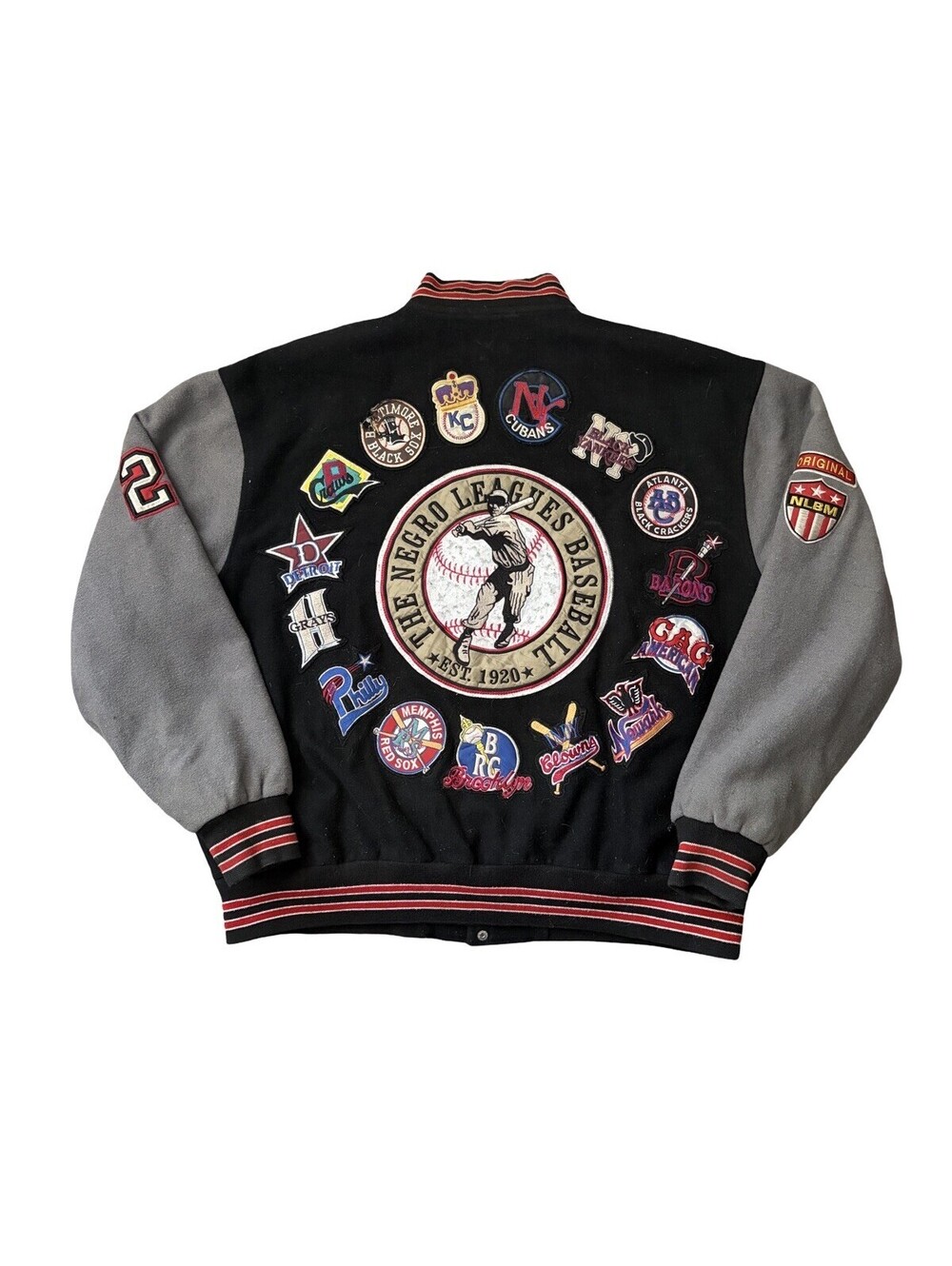Vintage Big Boy 1920 Headgear NLBM Negro League All-Over Patch Jacket Size XL